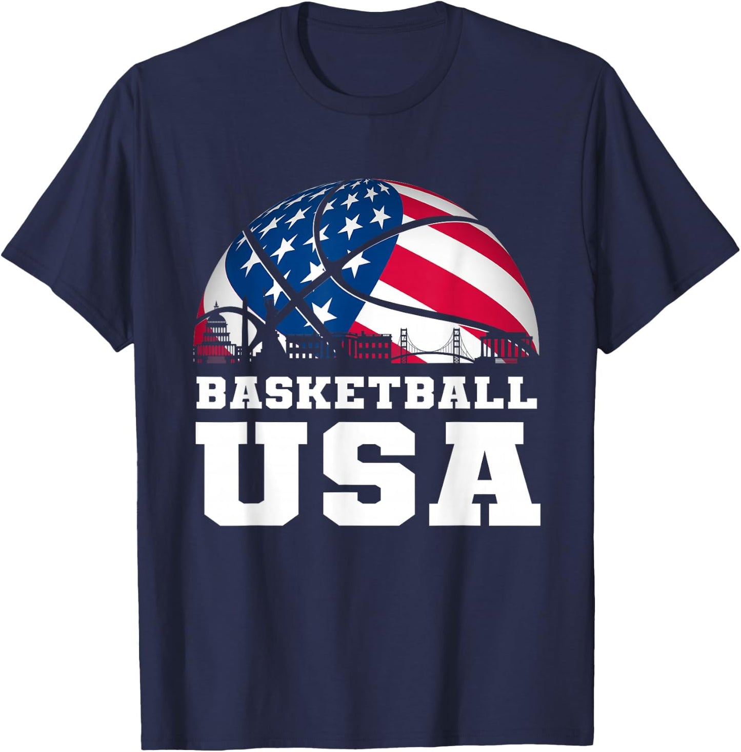 Basketball USA Support The Team USA Flag Dream T-Shirt - T-Shirt | Navy
