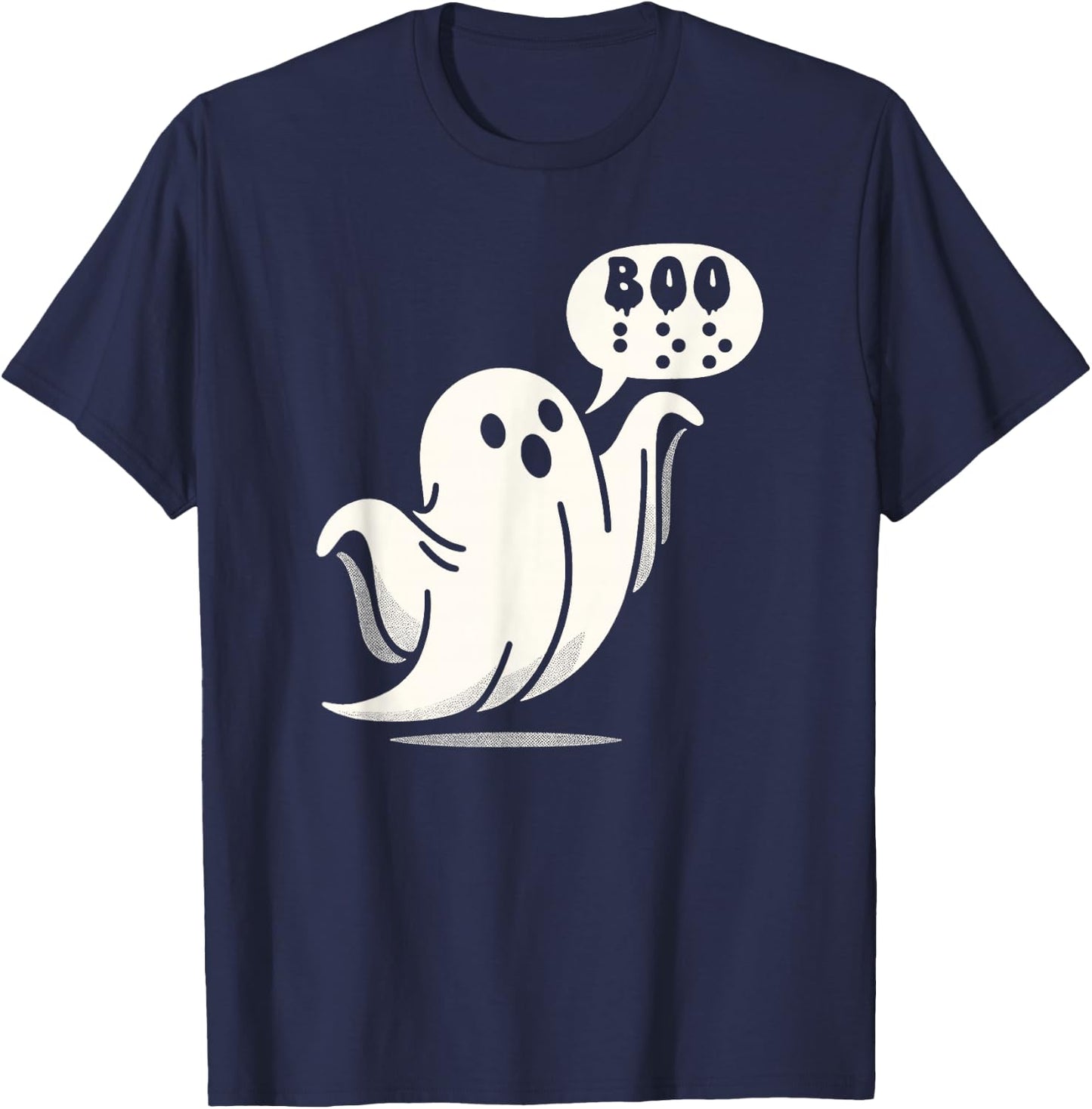 Halloween Vibes Spooky Visually Impaired Teacher Boo Braille T-Shirt - T-Shirt | Navy