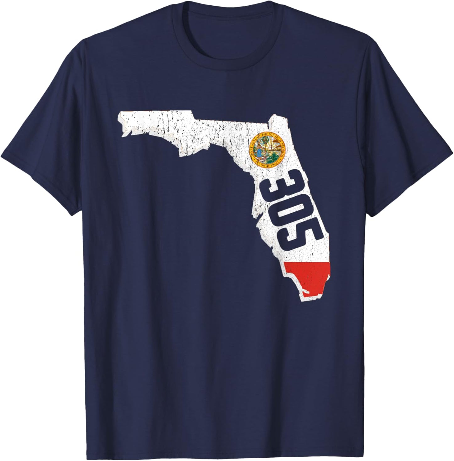 Miami Area Code 305 Florida Gift T-Shirt - T-Shirt | Navy
