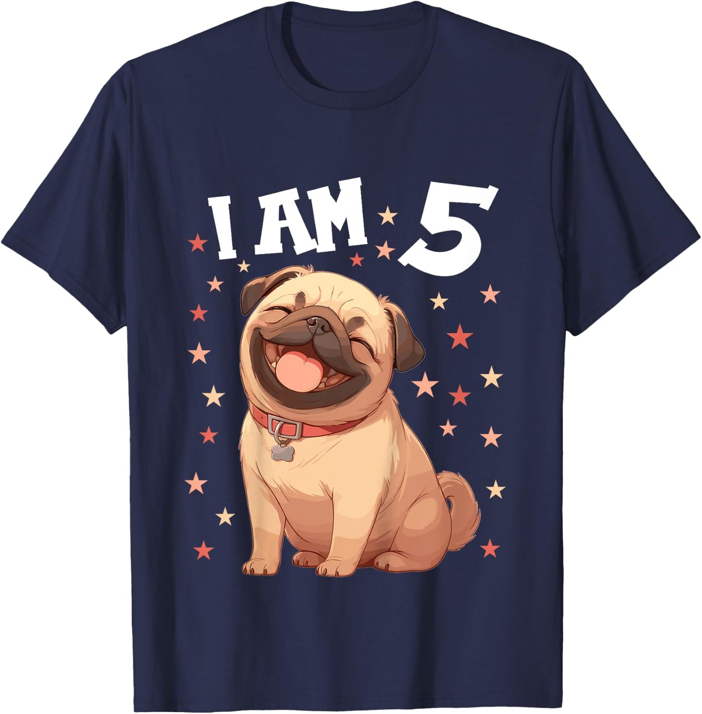 Kids 5 Years old 5th birthday Pugs Pug T-Shirt - T-Shirt | Navy