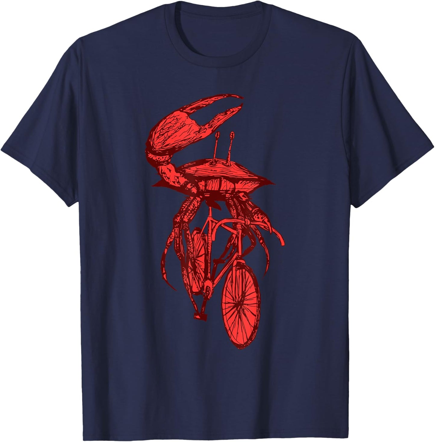 Crab Riding A Bicycle Vintage Cycling Biking Crab Biker T-Shirt - T-Shirt | Navy