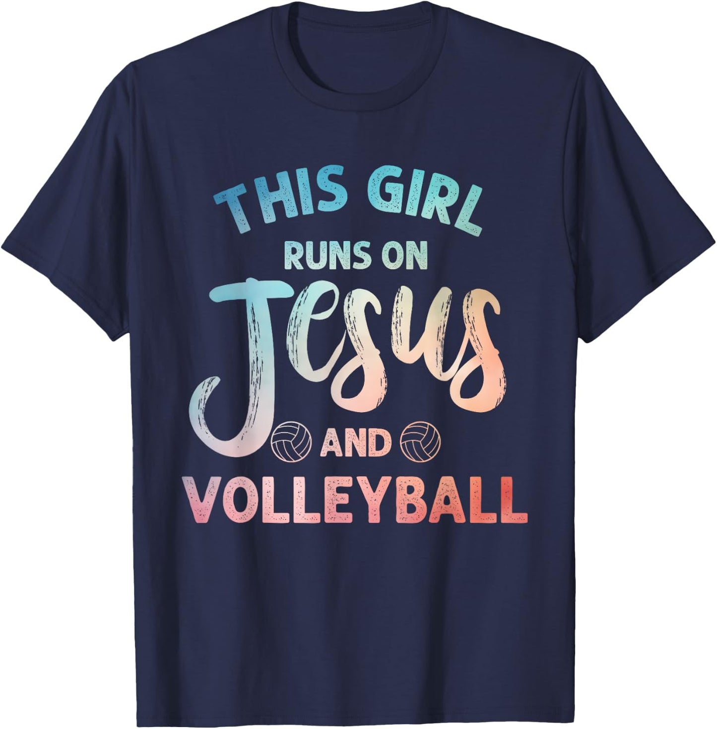 Christian Volleyball Art For Girls Women Volleyball Player T-Shirt - T-Shirt | Navy