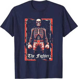 Boxer Fighter - Sparring Gloves Boxing Skeleton Tarot Card T-Shirt - T-Shirt | Navy