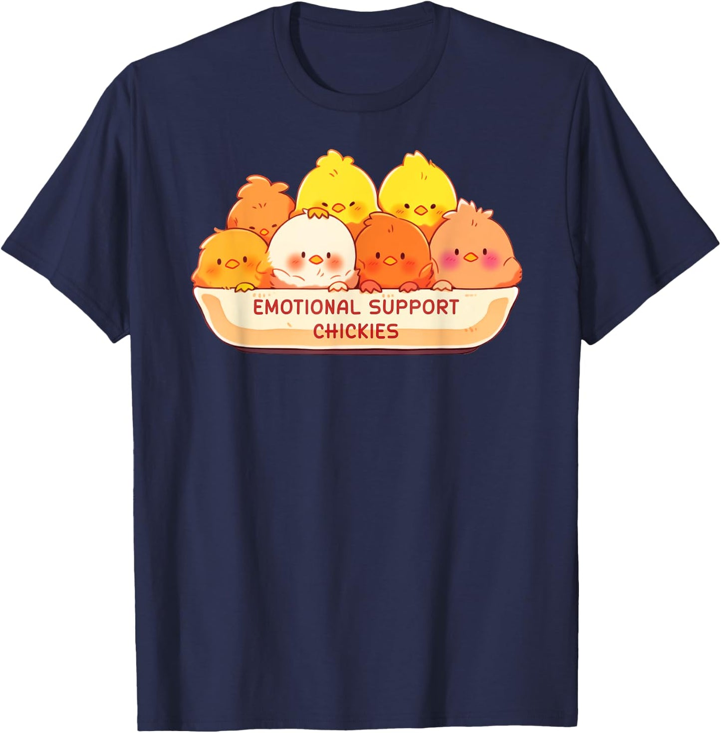 Emotional Support Chickies Cute Kawaii Fruit Cup T-Shirt - T-Shirt | Navy