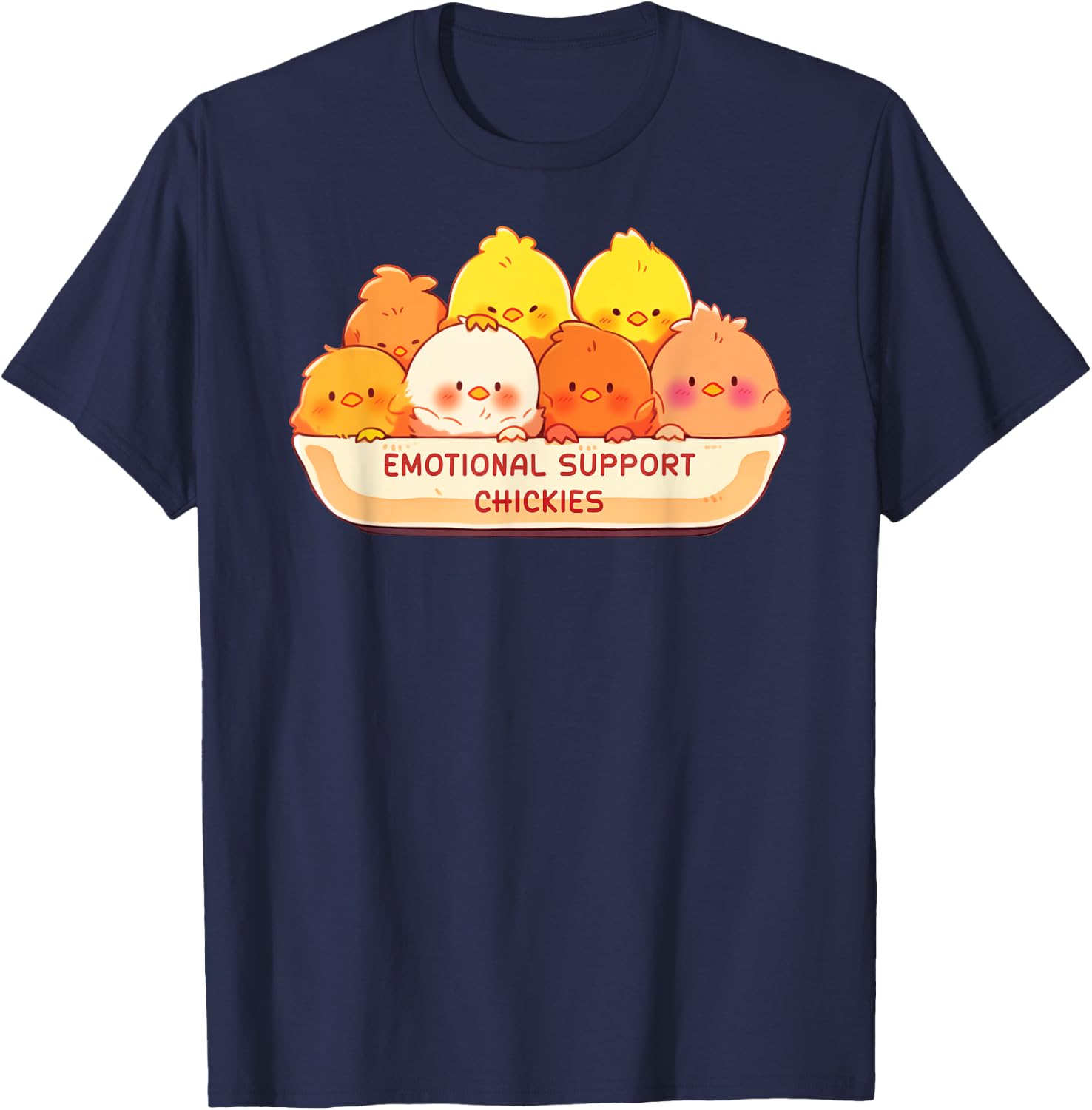 Emotional Support Chickies Cute Kawaii Fruit Cup T-Shirt - T-Shirt | Navy