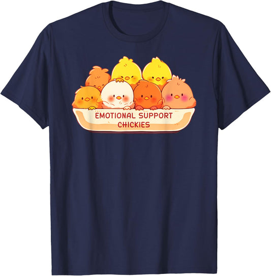 Emotional Support Chickies Cute Kawaii Fruit Cup T-Shirt - T-Shirt | Navy