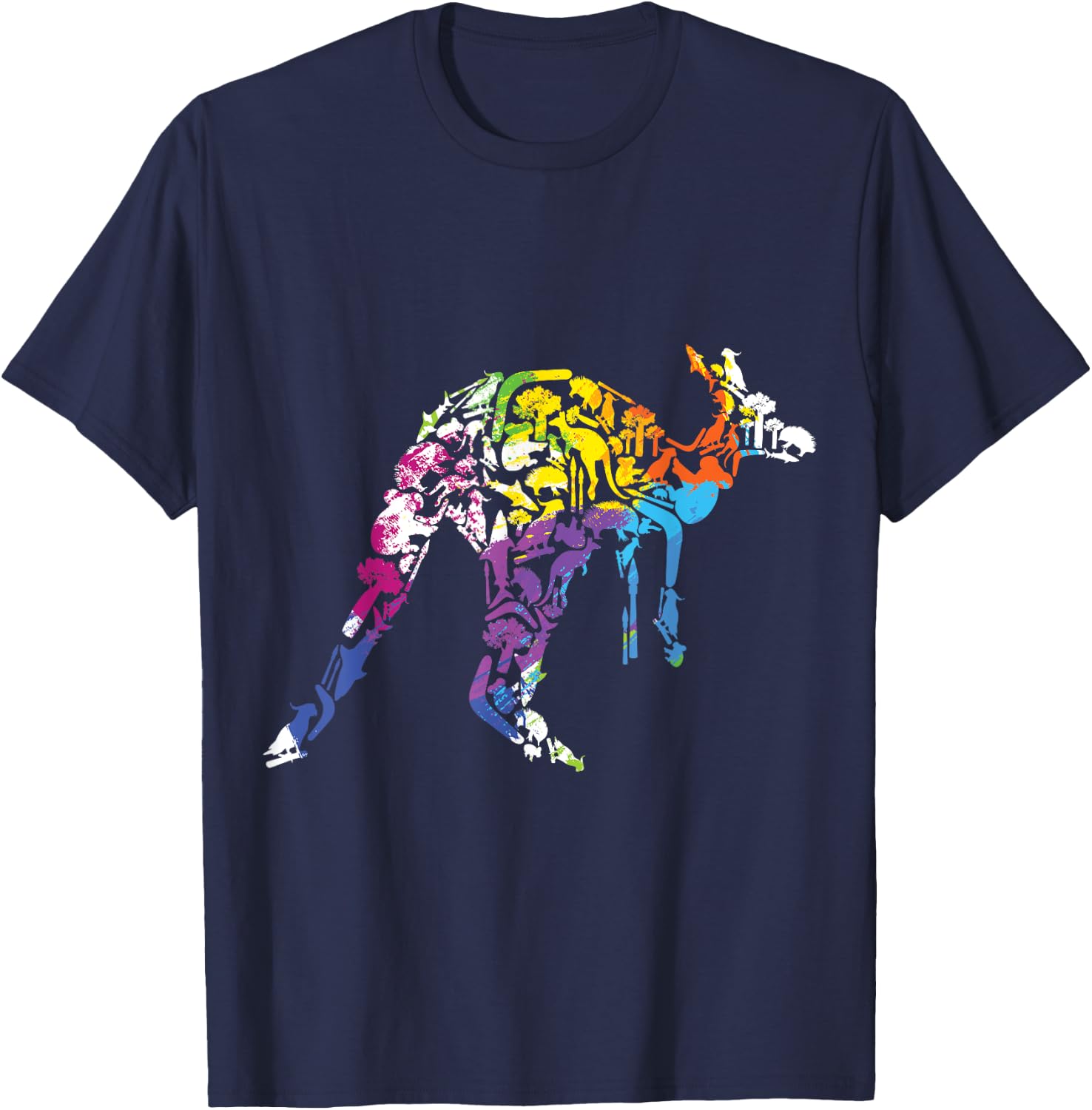 Nature Lovers Australia Wild Animals Kangaroo T-Shirt - T-Shirt | Navy