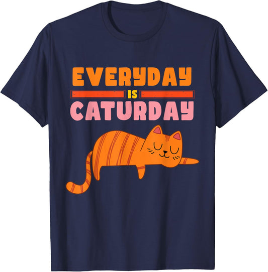 Everyday is Caturday Funny Cat Lover Women Kids T-Shirt - T-Shirt | Navy
