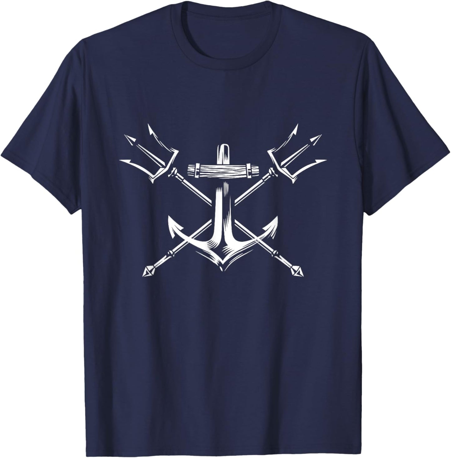 Poseidon Trident Shirt Lord of the Sea Greek Nautical Anchor T-Shirt - T-Shirt | Navy