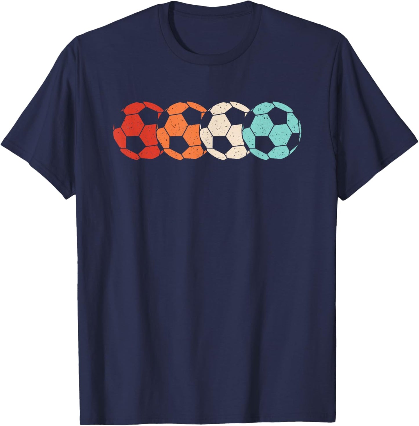Retro Soccer Ball Vintage Soccer Player Men Women Kids T-Shirt - T-Shirt | Navy