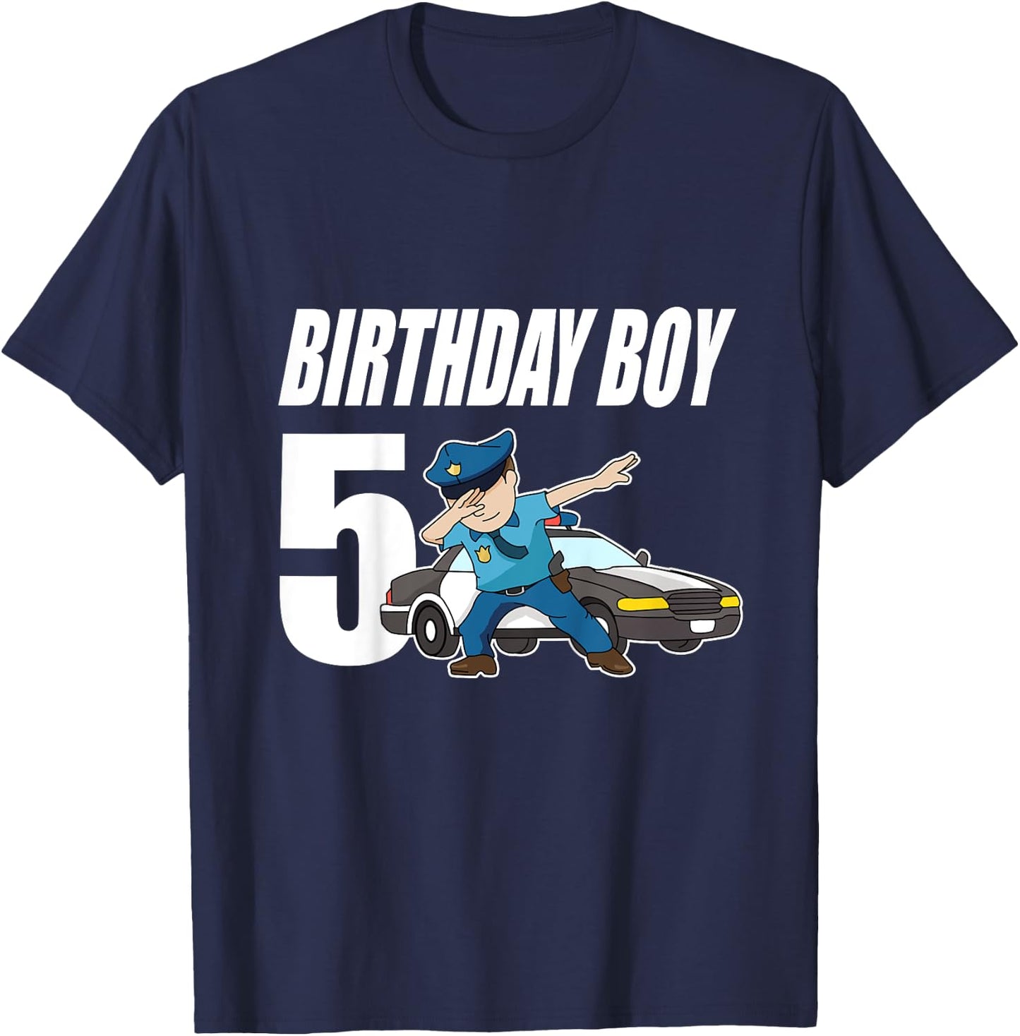 5th Birthday Dabbing Police Officer Police 5 Year Old T-Shirt - T-Shirt | Navy