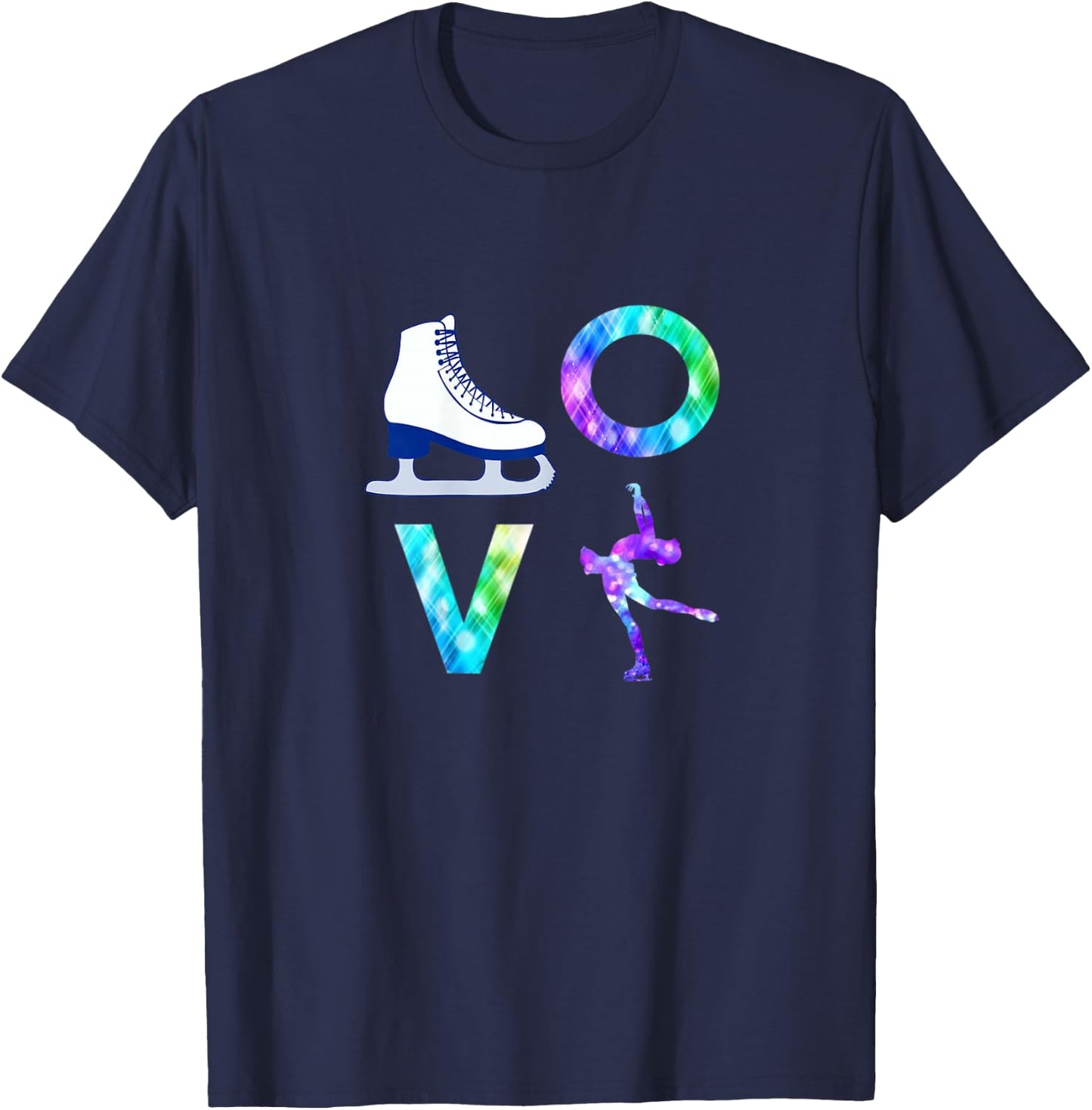 Love Figure Skating Ice Skater Girls T-Shirt - T-Shirt | Navy