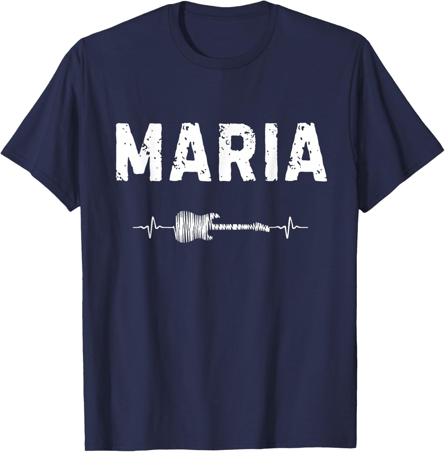 Maria Guitar Heartbeat Music Guitarist Retro Vintage T-Shirt - T-Shirt | Navy
