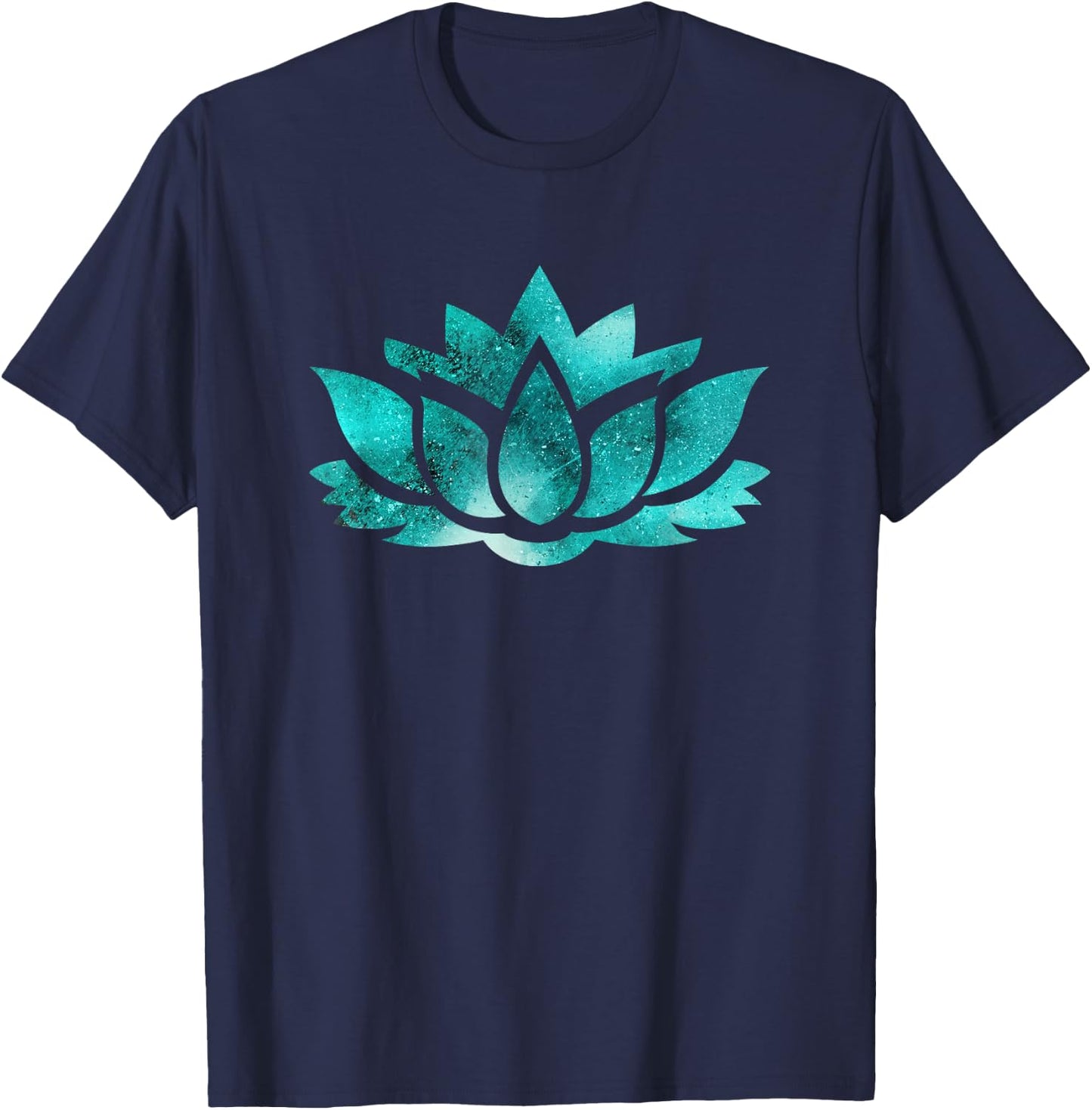 Lotus Flower Yoga Spiritual Dreamy Teal Colorful T Shirt T-Shirt - T-Shirt | Navy