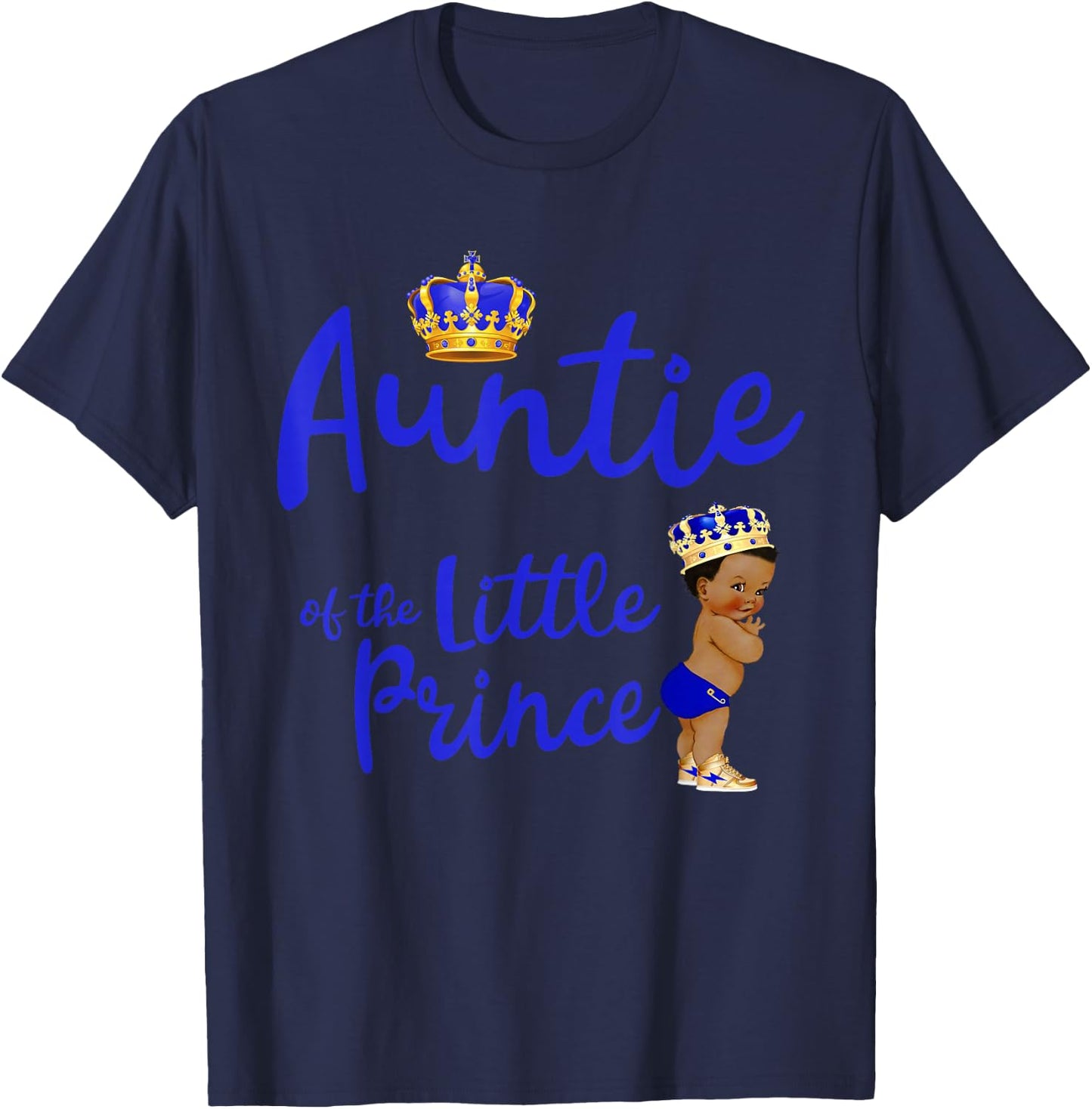 Auntie Of The Birthday Prince Boy Bday Party Idea T-Shirt - T-Shirt | Navy