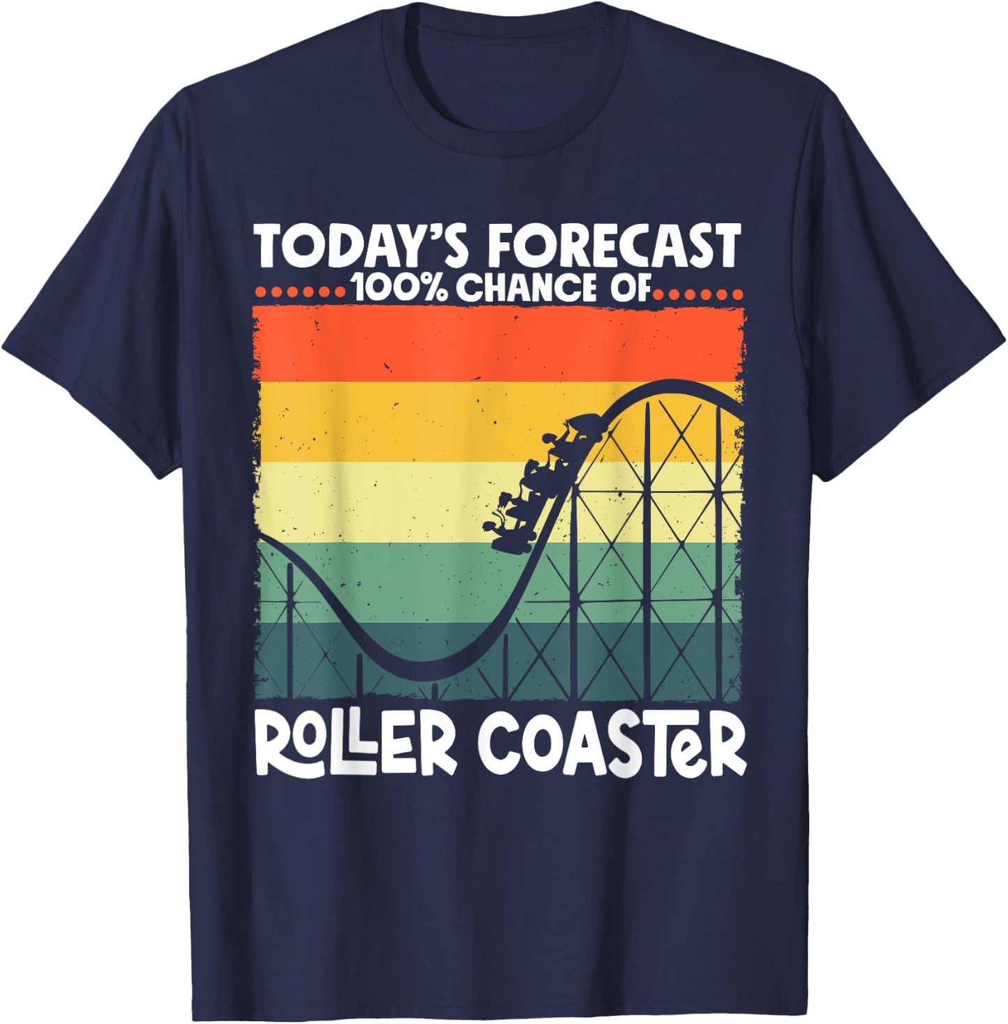 Funny RollerCoaster Vintage Amusement Park T-Shirt - T-Shirt | Navy