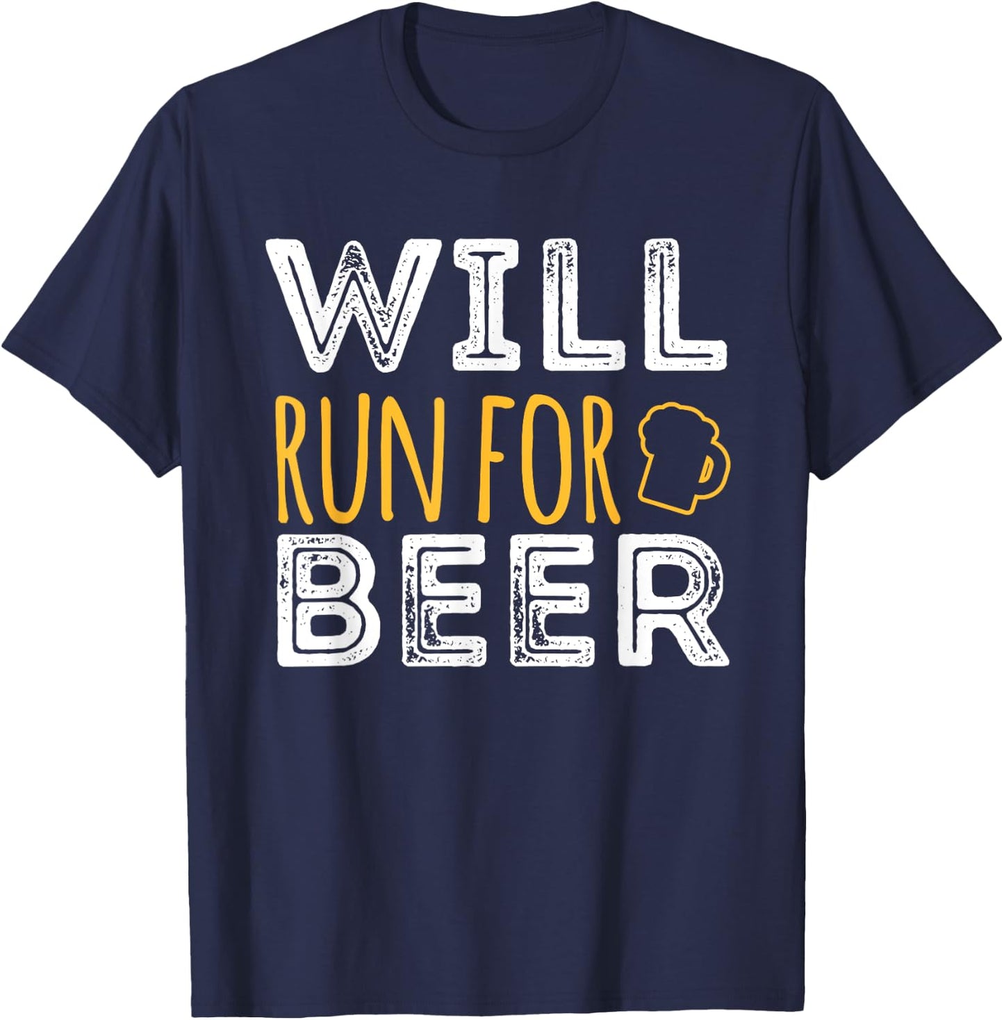 Will Run For Beer Funny Running marathon half marathon 10k T-Shirt - T-Shirt | Navy