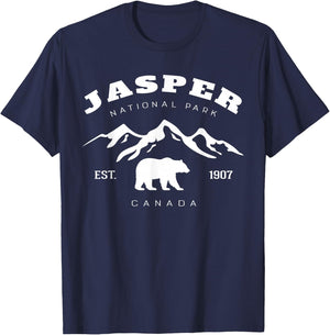 Retro Vintage Jasper National Park for kids Hiking Camping T-Shirt - T-Shirt | Navy