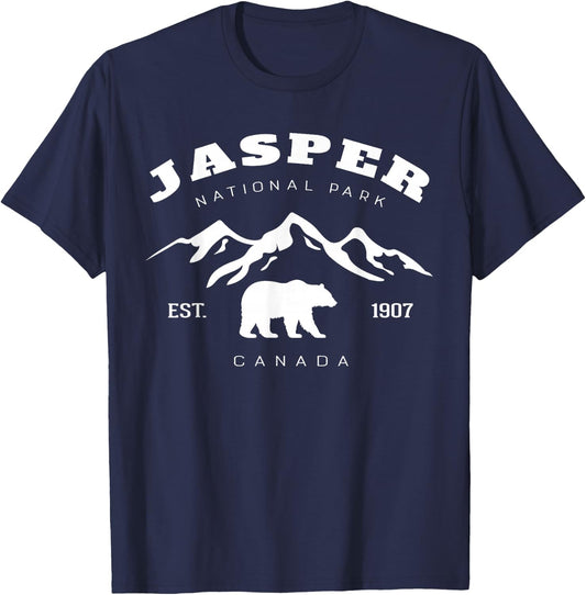 Retro Vintage Jasper National Park for kids Hiking Camping T-Shirt - T-Shirt | Navy