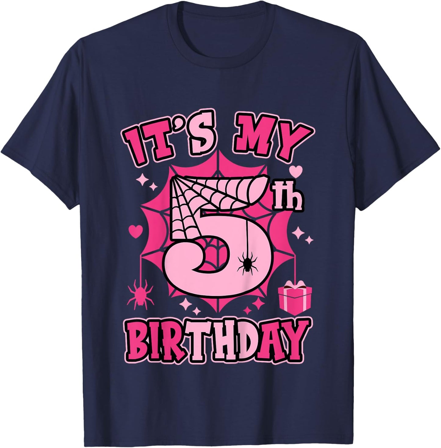 Kids It's My 5th Birthday Spider Girl Costume Party 5 Year Old T-Shirt - T-Shirt | Navy