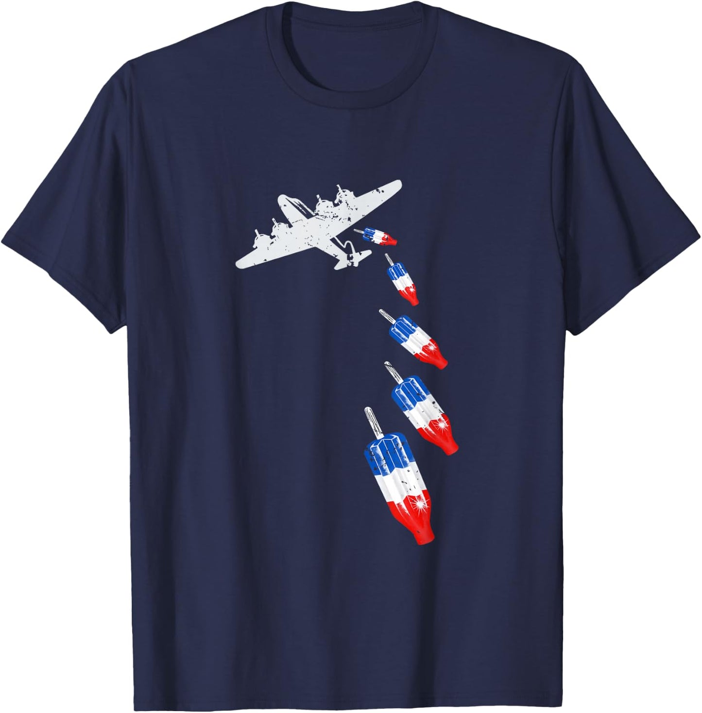 Vintage Bomb Pops Ice Cream American Flag Remembrance Day T-Shirt - T-Shirt | Navy