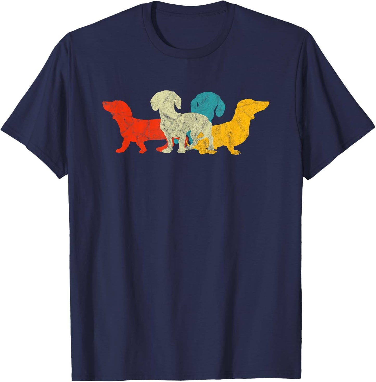 70s Retro Dachshund Gifts Wiener Dog Owner Matching Rescue Men Women Girls Kids T-Shirt - T-Shirt | Navy