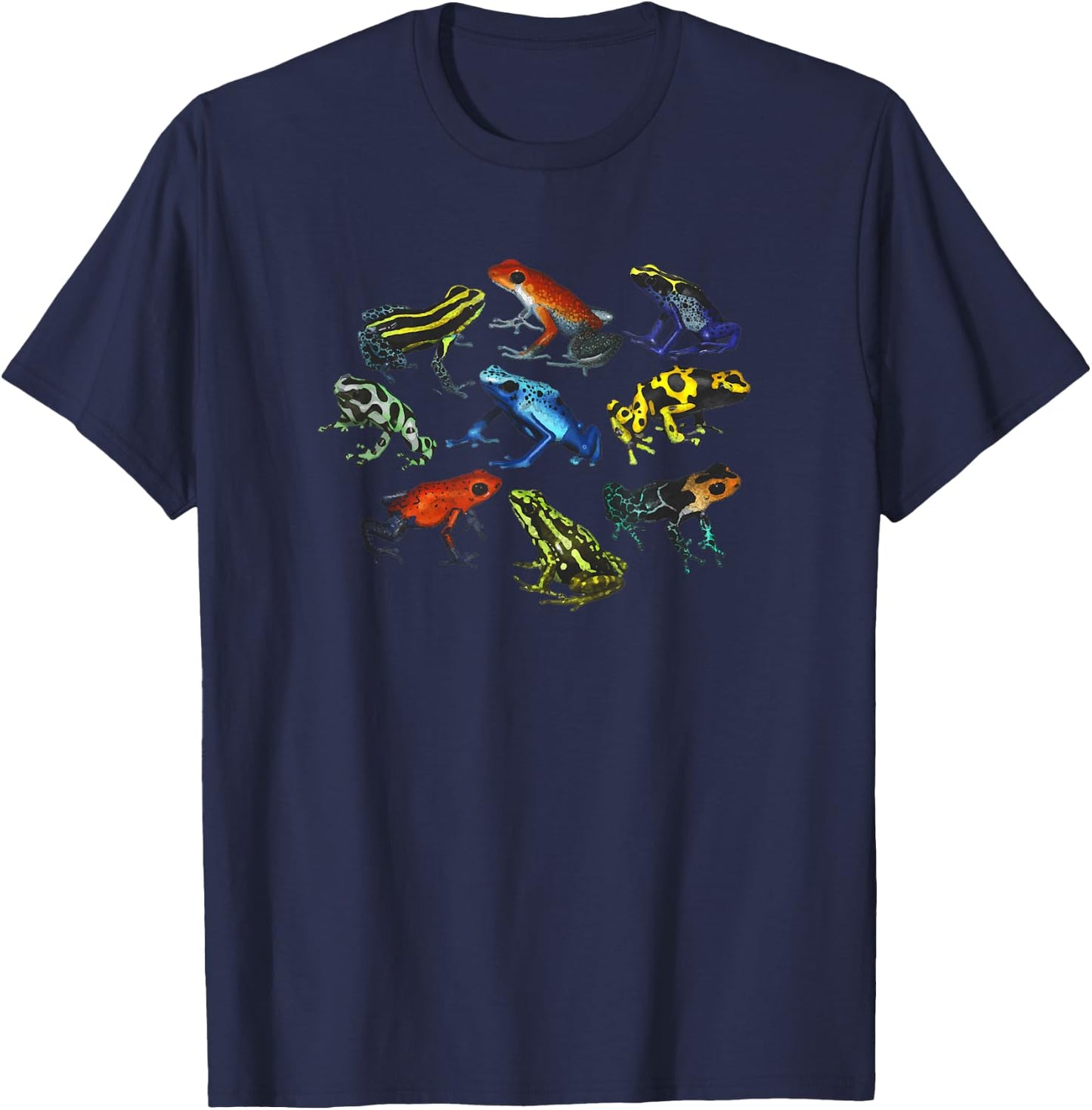 Colorful Collection Of Poison Dart Frogs Beautiful Nature T-Shirt - T-Shirt | Navy