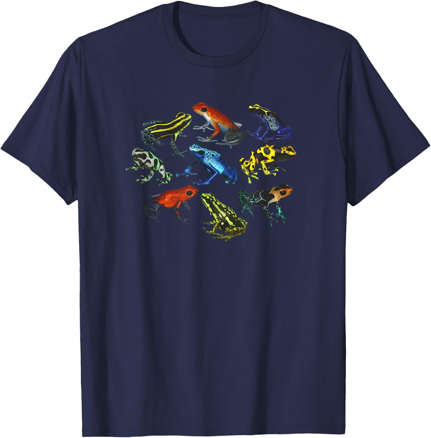 Colorful Collection Of Poison Dart Frogs Beautiful Nature T-Shirt - T-Shirt | Navy