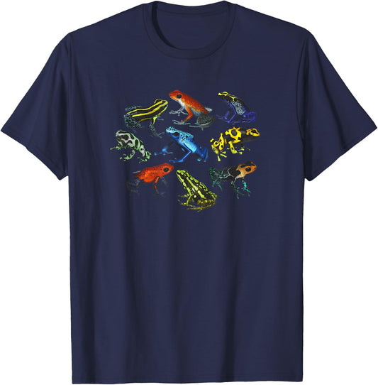Colorful Collection Of Poison Dart Frogs Beautiful Nature T-Shirt - T-Shirt | Navy