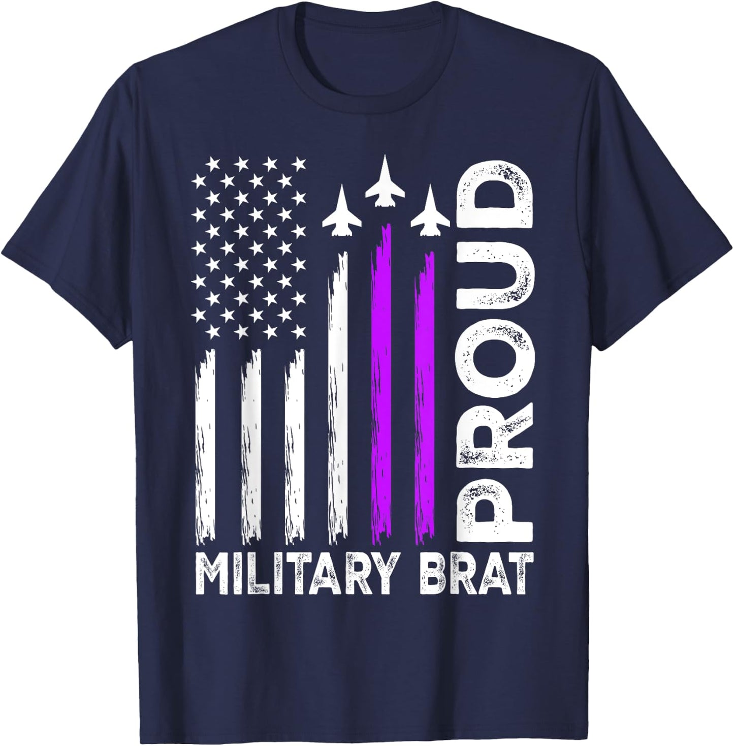 Proud Military Brat Military Child Month Purple Up T-Shirt - T-Shirt | Navy