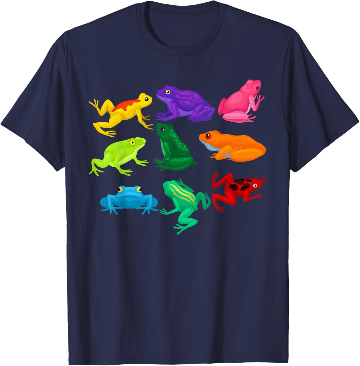 Poison Dart Frogs Amphibians Exotic Animal Colored Frogs T-Shirt - T-Shirt | Navy