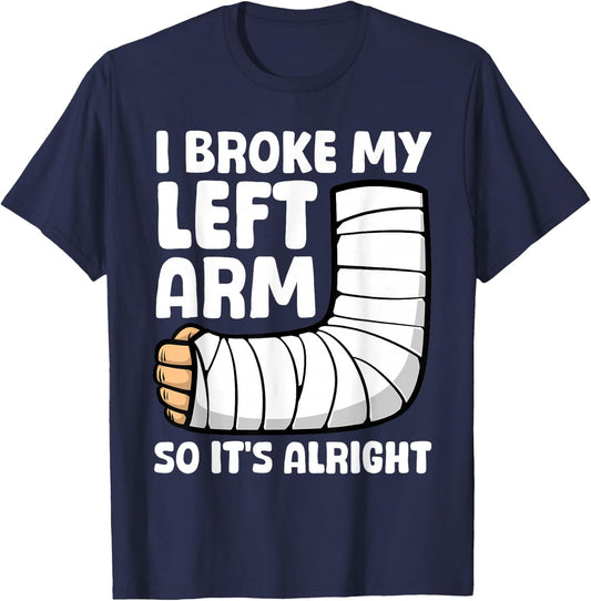 Broken Arm Art Women Left Hand Broken Arm Recovery T-Shirt - T-Shirt | Navy