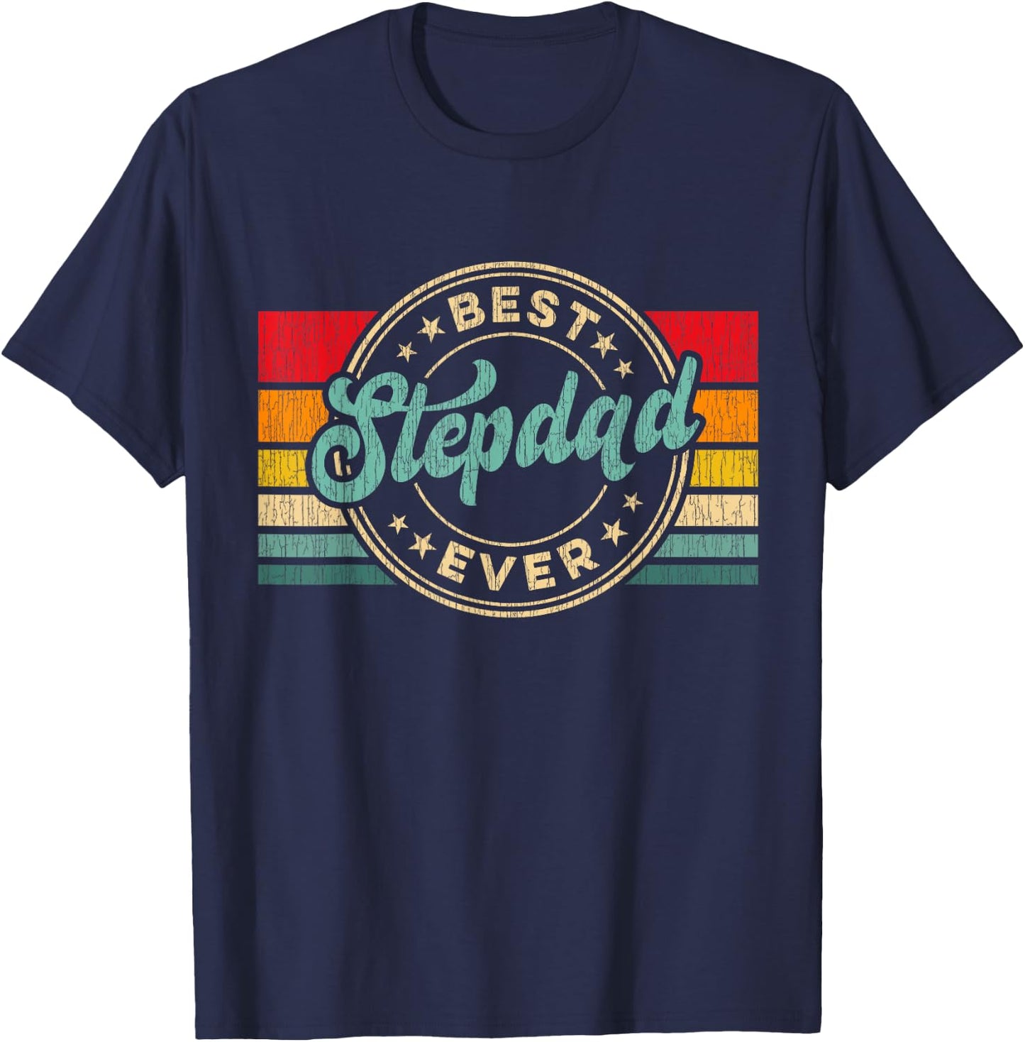 Best Stepdad Ever Vintage Retro Father's Day Gift T-Shirt - T-Shirt | Navy