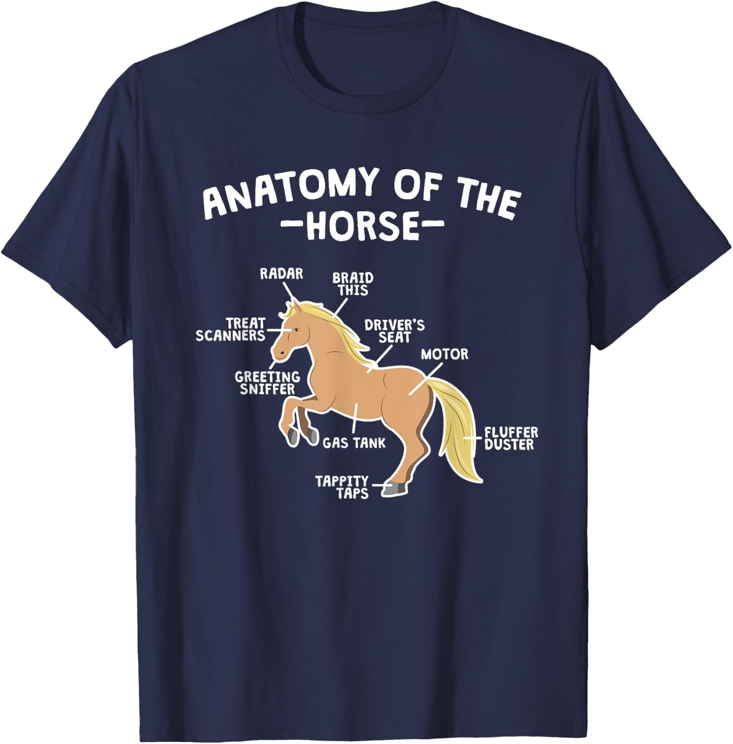 Horse Pun Anatomy Of Horse Horseback Riding Equestrian Quote T-Shirt - T-Shirt | Navy