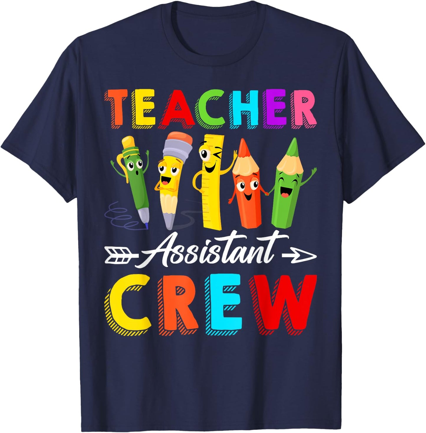 Teacher Assistant CrewTeacher Appreciation Back To School Men Women Girls Kids T-Shirt - T-Shirt | Navy