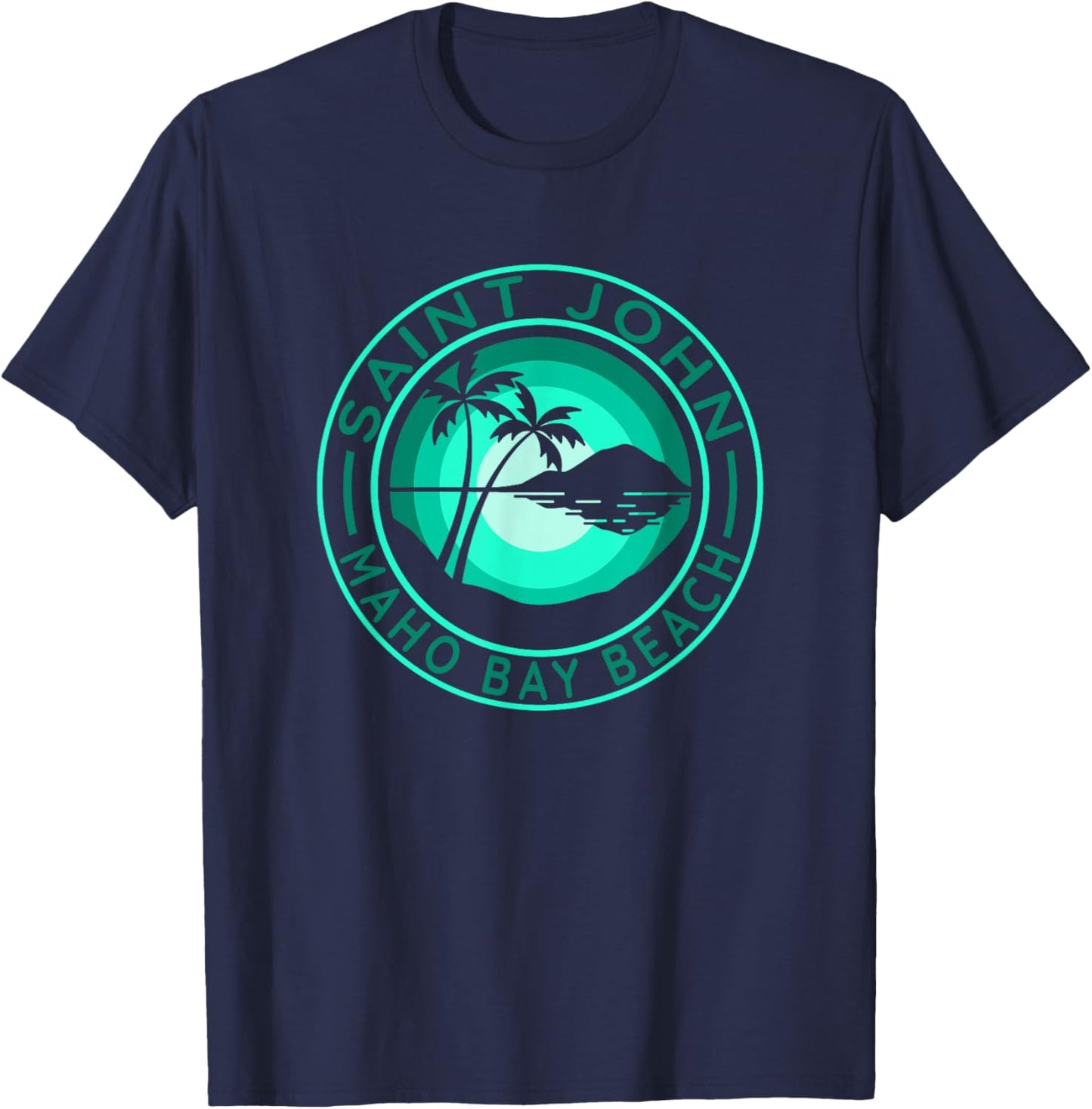 St. John - Maho Bay - Tropical Beach Scene T-Shirt - T-Shirt | Navy