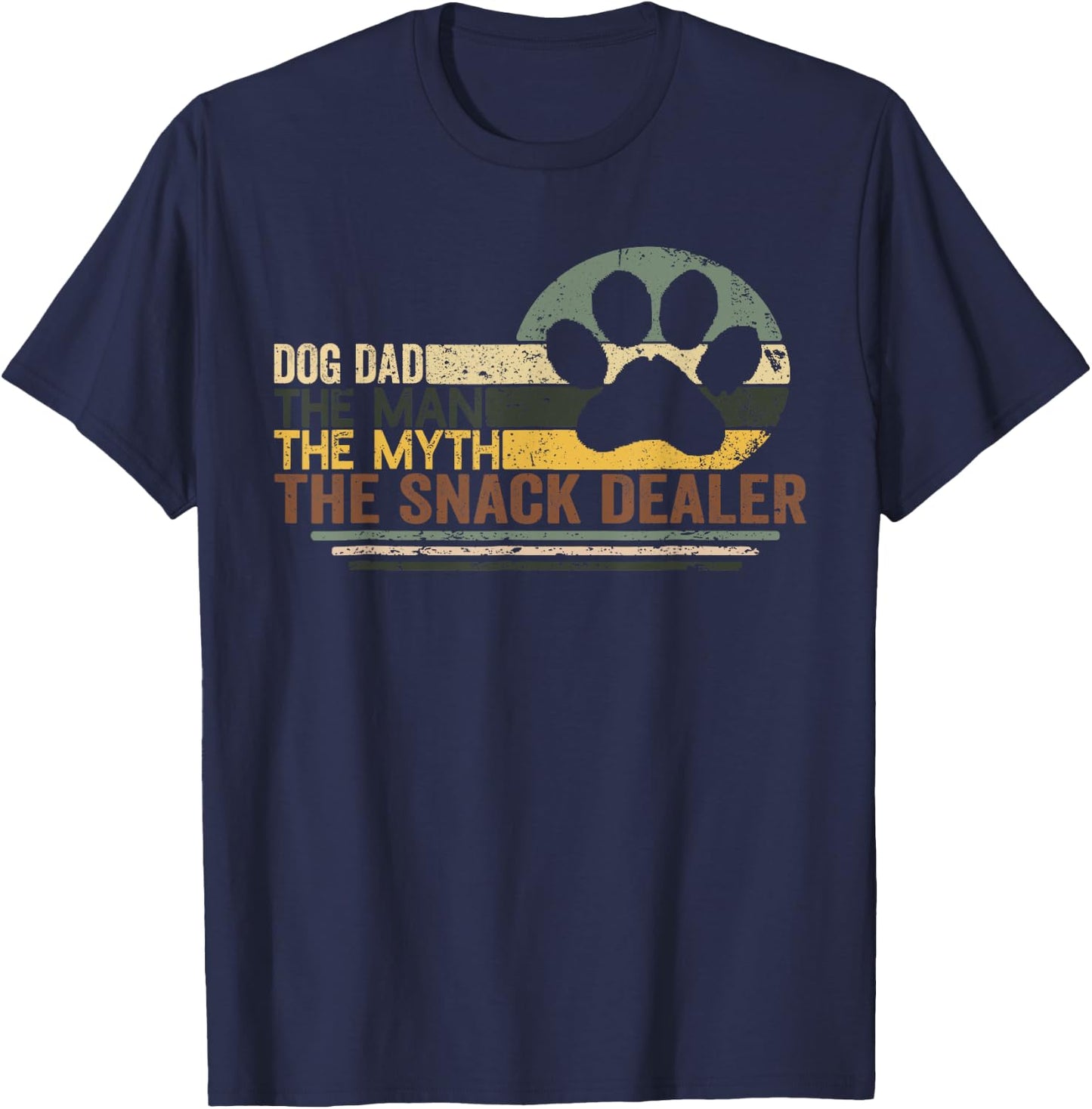 Vintage Dog Dad The Man The Myth Snack Dealer Father Day T-Shirt - T-Shirt | Navy