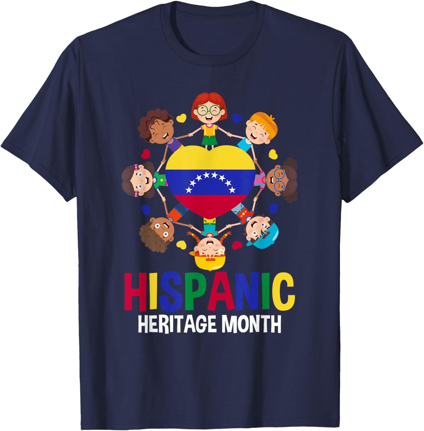 Hispanic Heritage Month Venezuela Flag Girl Boy Kids T-Shirt - T-Shirt | Navy