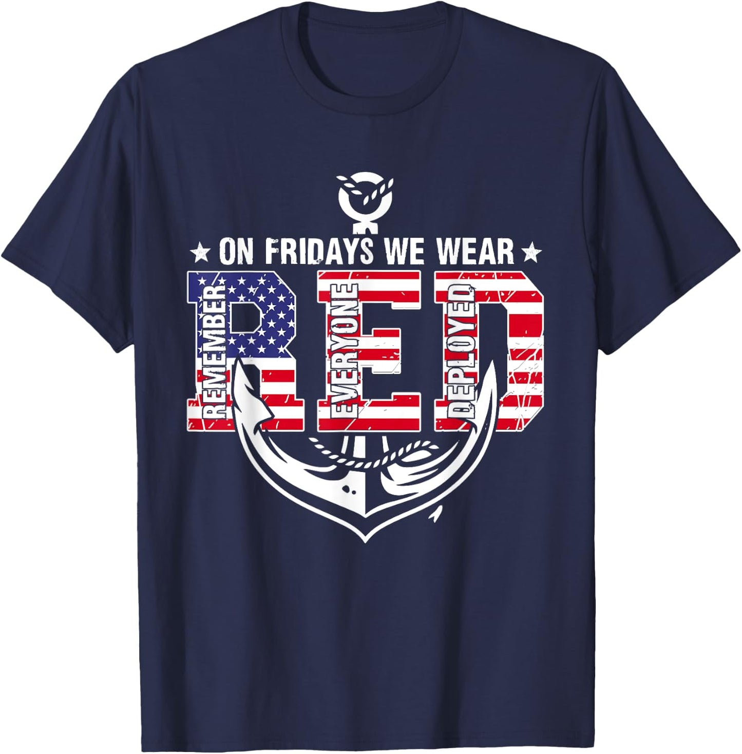 On Fridays We Wear Red Friday Troops US Flag Military T-Shirt - T-Shirt | Navy