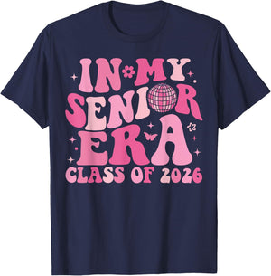 In My Senior Era Class of 2026 Groovy Senior 2026 Graduation T-Shirt - T-Shirt | Navy