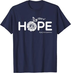 HOPE Butterfly Lung Cancer Awareness Gifts T-Shirt - T-Shirt | Navy