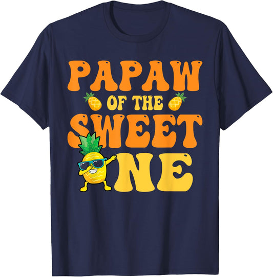 Papaw of the Sweet one 1st Bday Girl Pineapple Matchy Family T-Shirt - T-Shirt | Navy