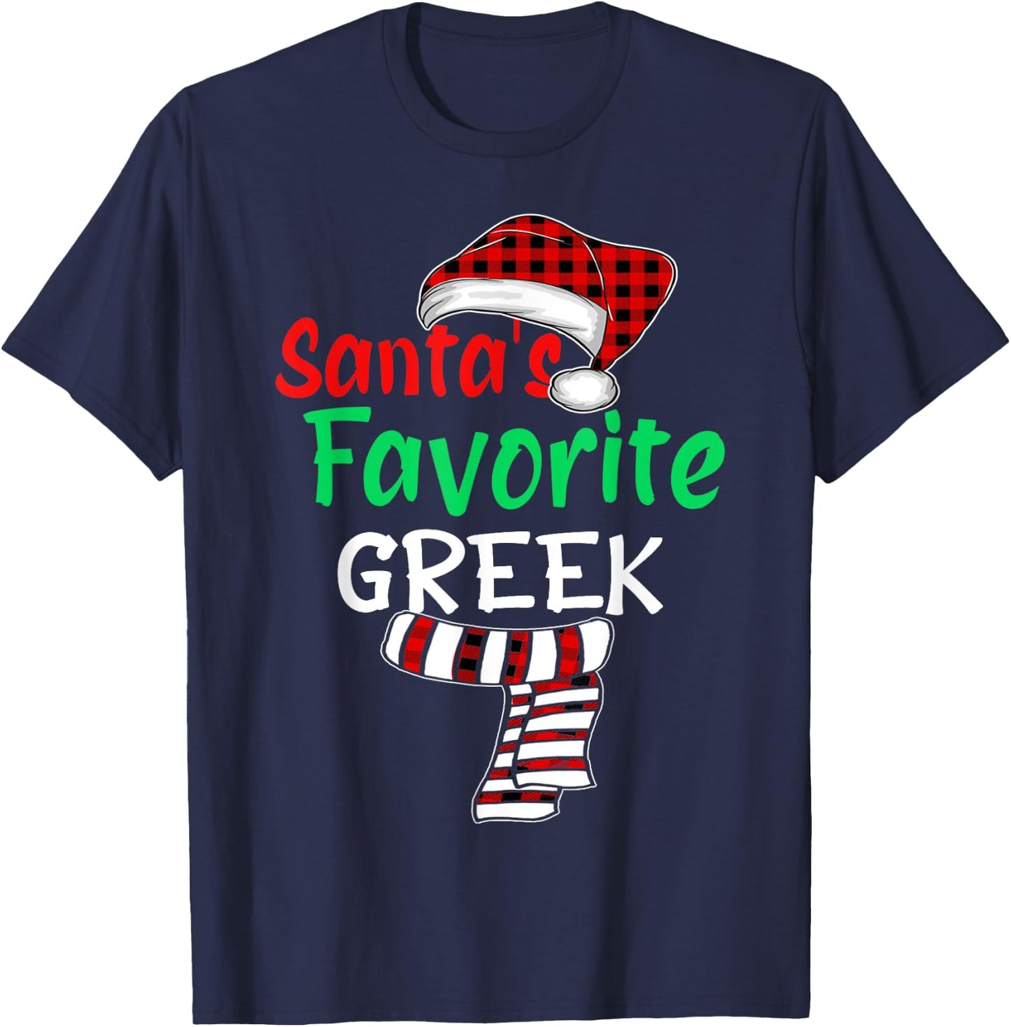Christmas Pajamas Santa Claus Shirt, Santa's Favorite Greek T-Shirt - T-Shirt | Navy
