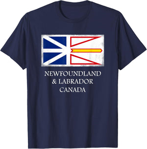 Newfoundland Labrador Canada Vintage Provincial Flag T-Shirt - T-Shirt | Navy