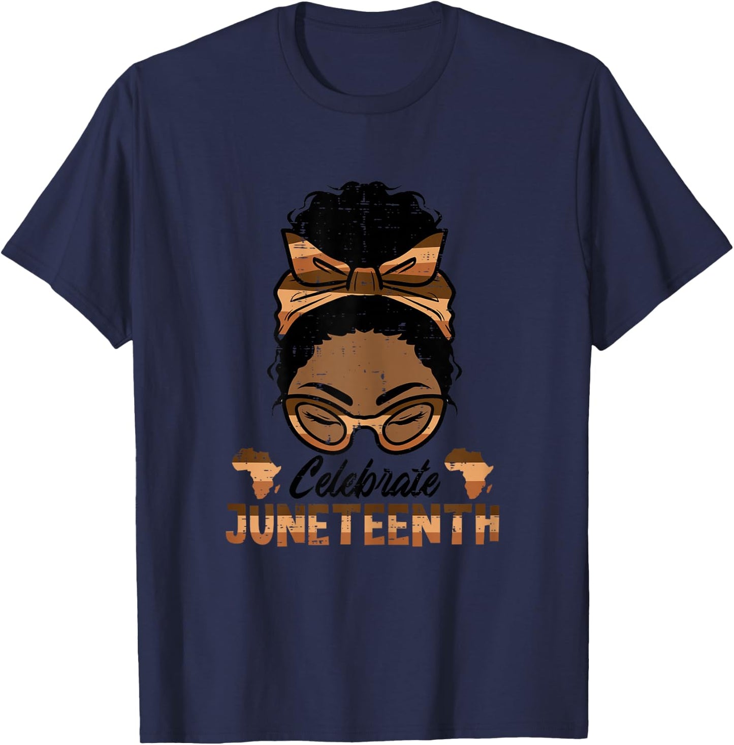 Celebrate Juneteenth Black Woman Freedom Day Women Girls Kid T-Shirt - T-Shirt | Navy