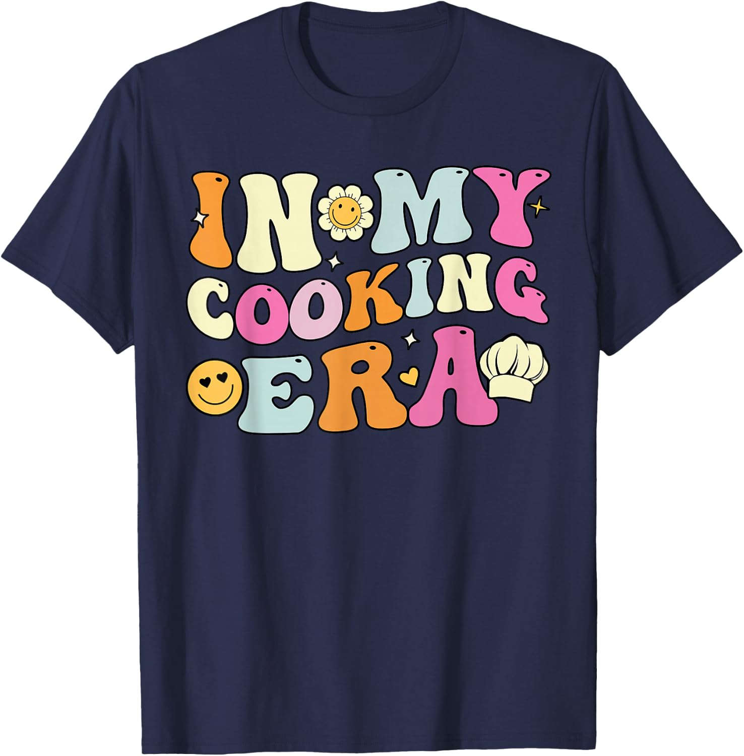 In My Cooking Era, Cute Groovy Cookers T-Shirt - T-Shirt | Navy