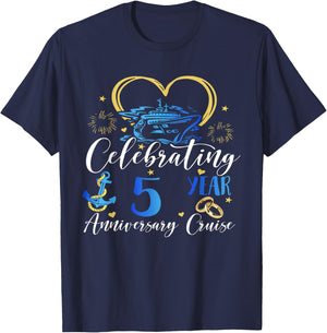 Celebrating 5 Years Anniversary Cruise 5th Anniversary T-Shirt - T-Shirt | Navy