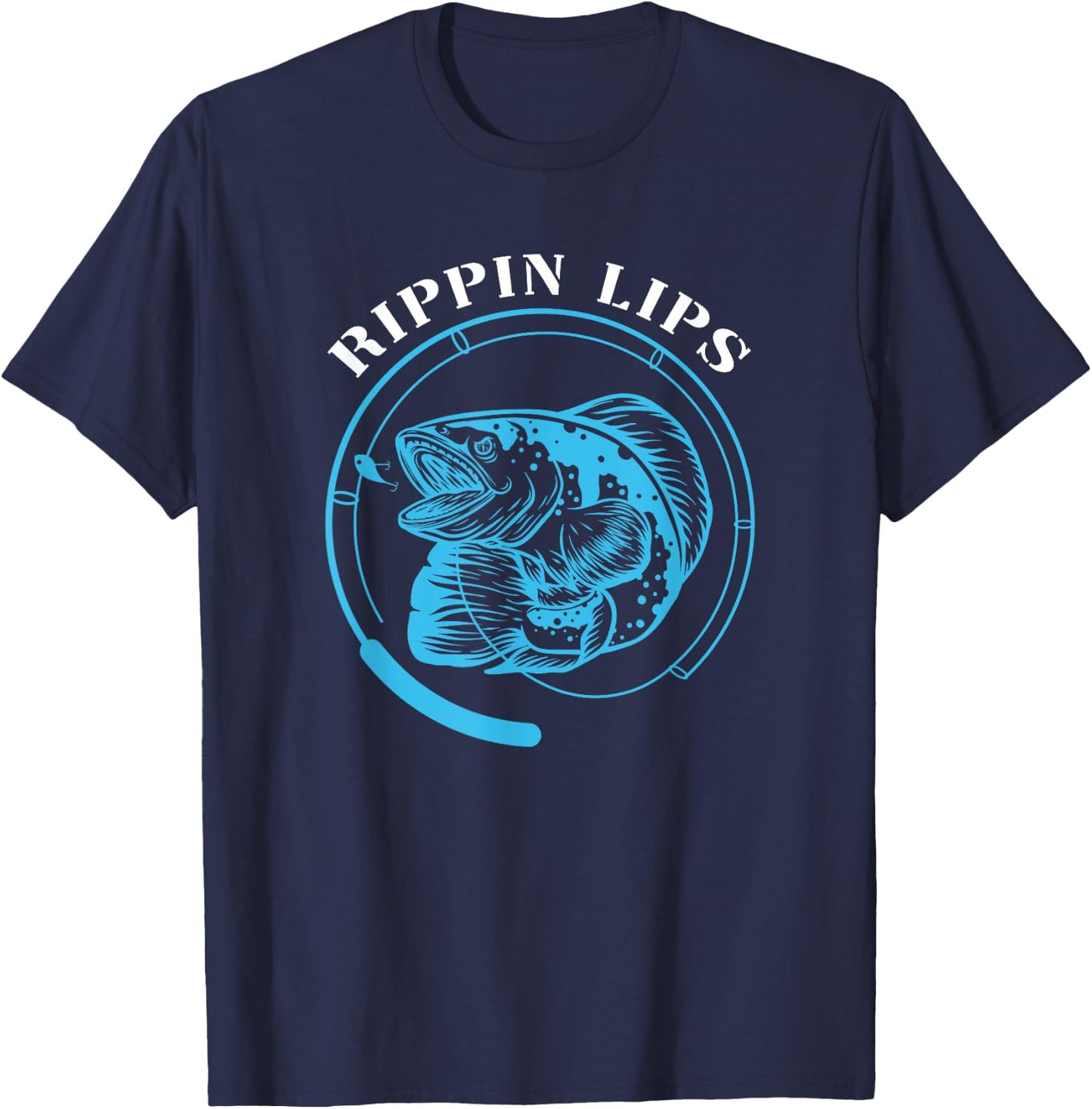 Rippin Lips Fishing Fish Fisherman Funny Bass Fishing Sea T-Shirt - T-Shirt | Navy