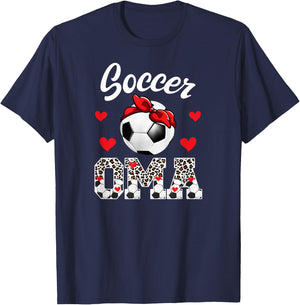 Soccer Oma Leopard Grandma Oma Of A Soccer Player Oma T-Shirt - T-Shirt | Navy