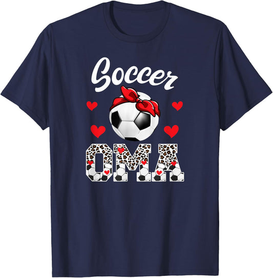 Soccer Oma Leopard Grandma Oma Of A Soccer Player Oma T-Shirt - T-Shirt | Navy